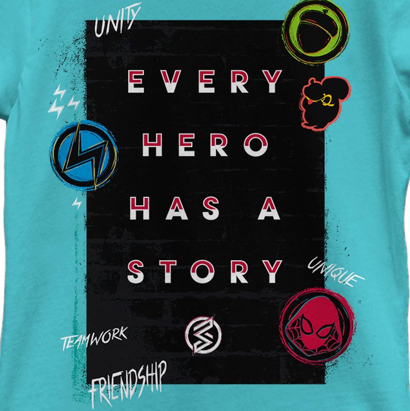 Girl's Marvel Every Hero Has a Story Logos T-Shirt