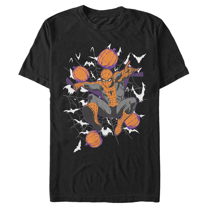 Men's Marvel Halloween Spider-Man Pumpkin Web T-Shirt