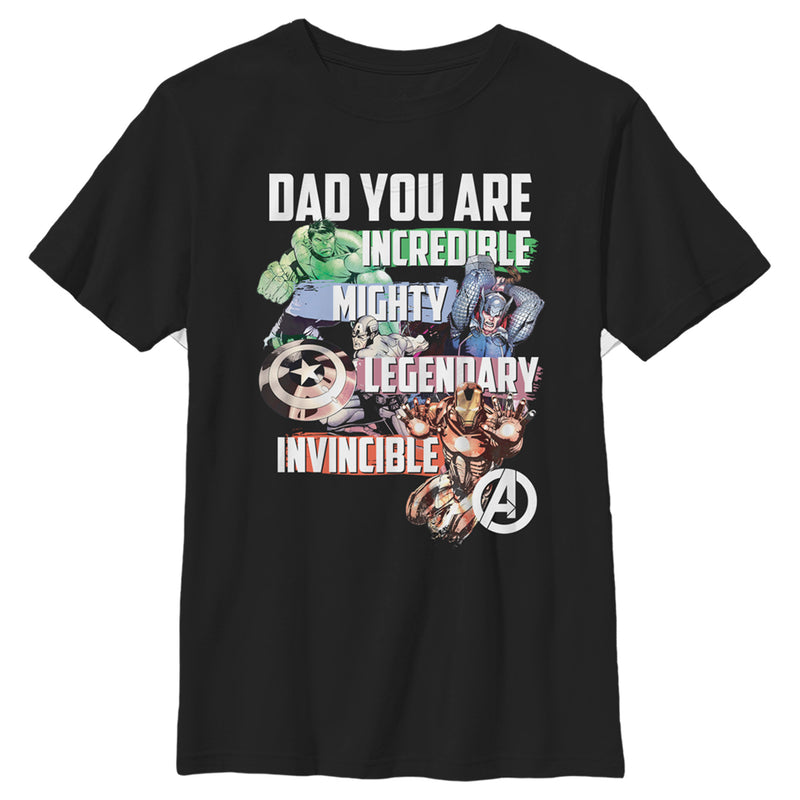 Boy's Marvel Dad You are Incredible Mighty Legendary Invincible T-Shirt