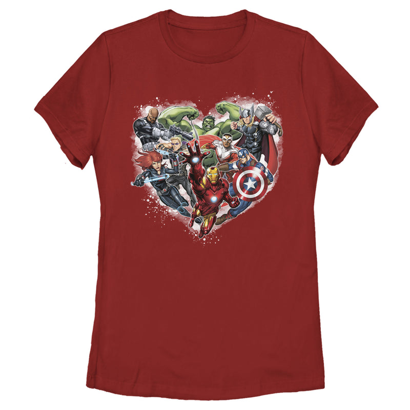 Women\'s Marvel Collage Fifth Sun Heart Assemble – Avengers T-Shirt