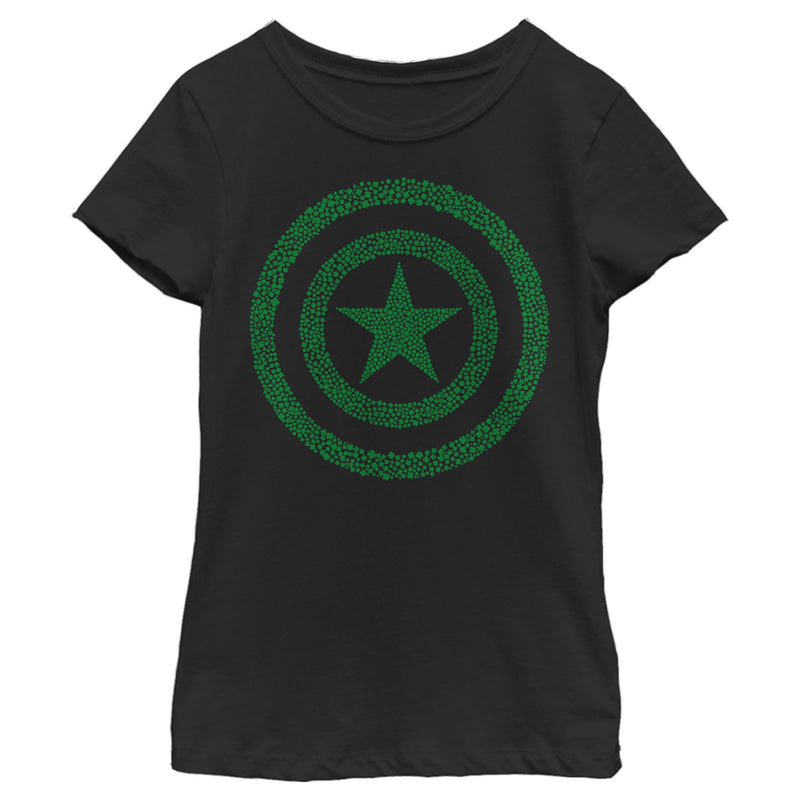 Girl's Marvel St. Patrick's Day Captain America Clover Shield T-Shirt