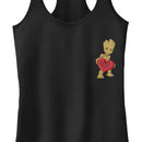 Junior's Marvel Guardians of the Galaxy Valentine's Day Groot Heart Racerback Tank Top