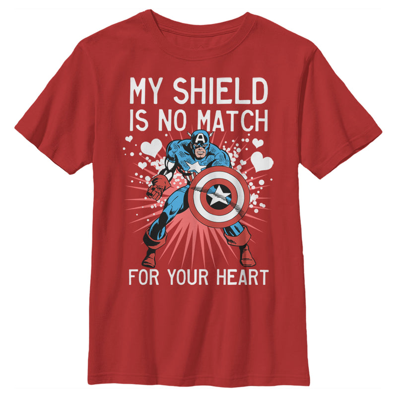 Boy's Marvel Captain America No Shield For Your Heart T-Shirt