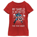 Girl's Marvel Captain America No Shield For Your Heart T-Shirt