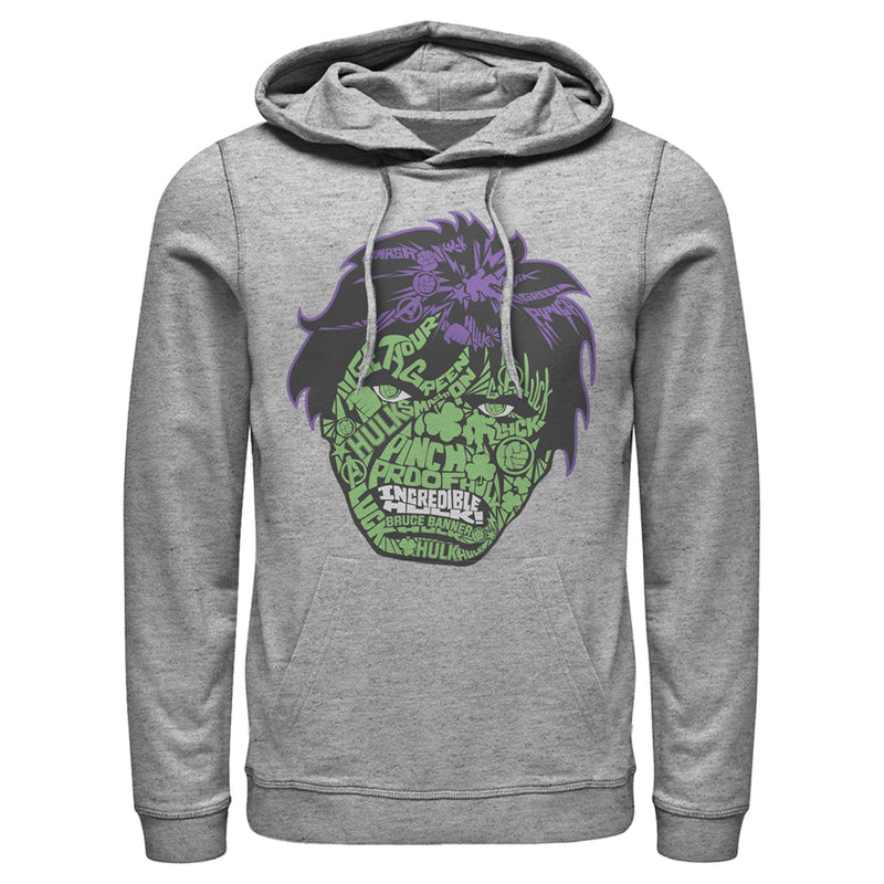 Men's Marvel St. Patrick's Day Hulk Face Pull Over Hoodie