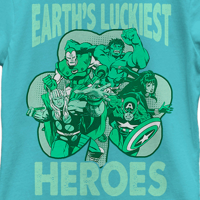 Girl's Marvel St. Patrick's Day Earth's Luckiest Heroes T-Shirt