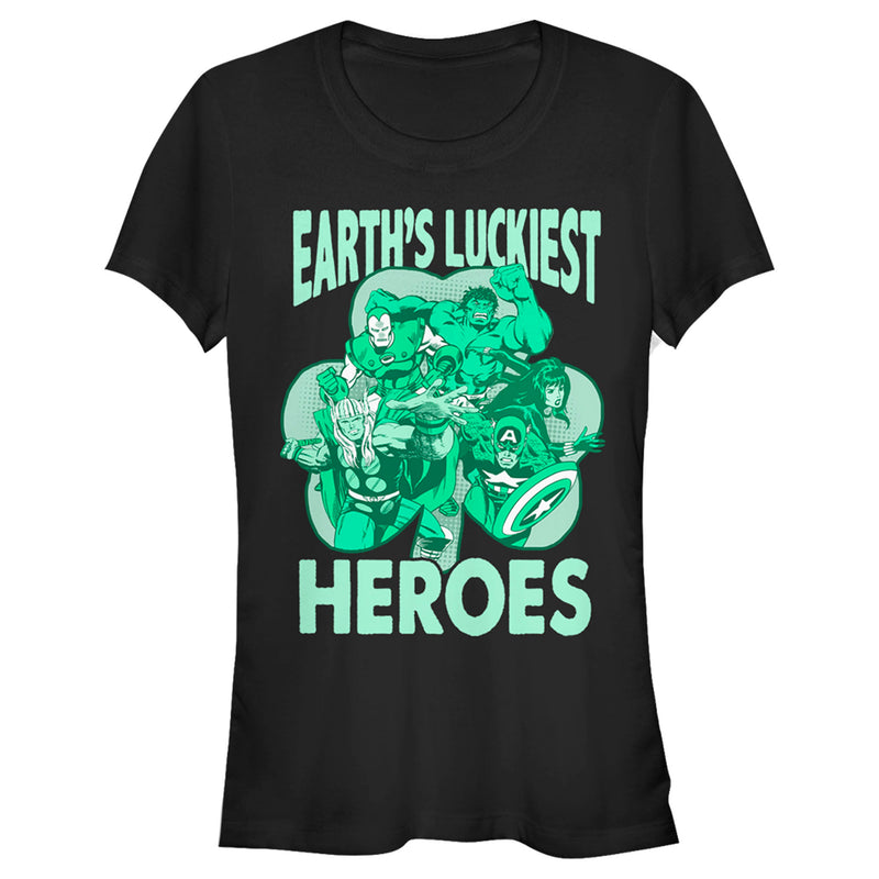 Junior's Marvel Avengers St. Patrick's Day Earths Luckiest Heroes T-Shirt