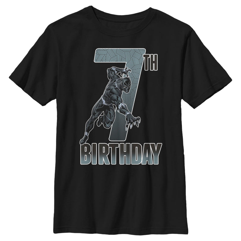 Boy's Marvel Black Panther Action Pose 7th Birthday T-Shirt