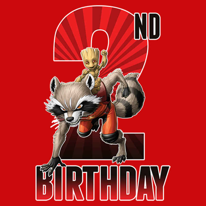 Boy's Marvel Rocket and Baby Groot 2nd Birthday T-Shirt