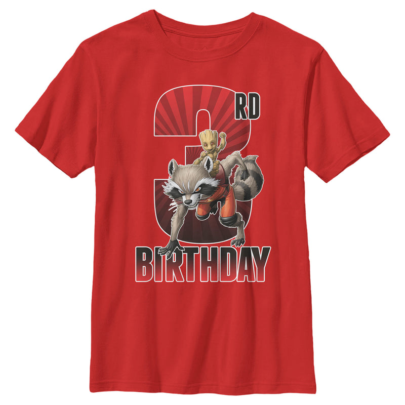 Boy's Marvel Rocket and Baby Groot 3rd Birthday T-Shirt