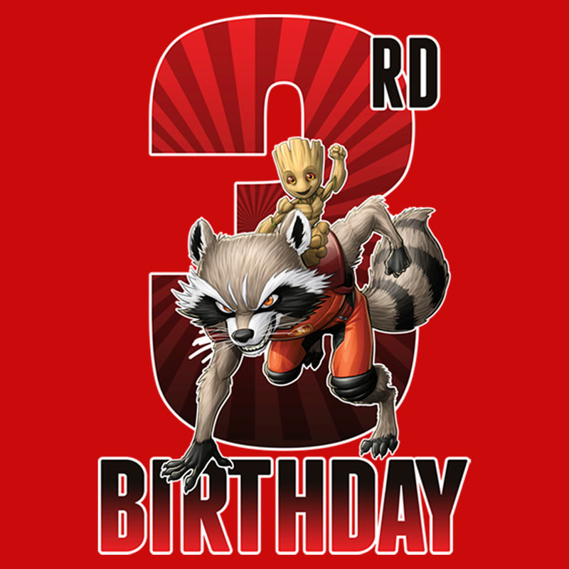 Boy's Marvel Rocket and Baby Groot 3rd Birthday T-Shirt