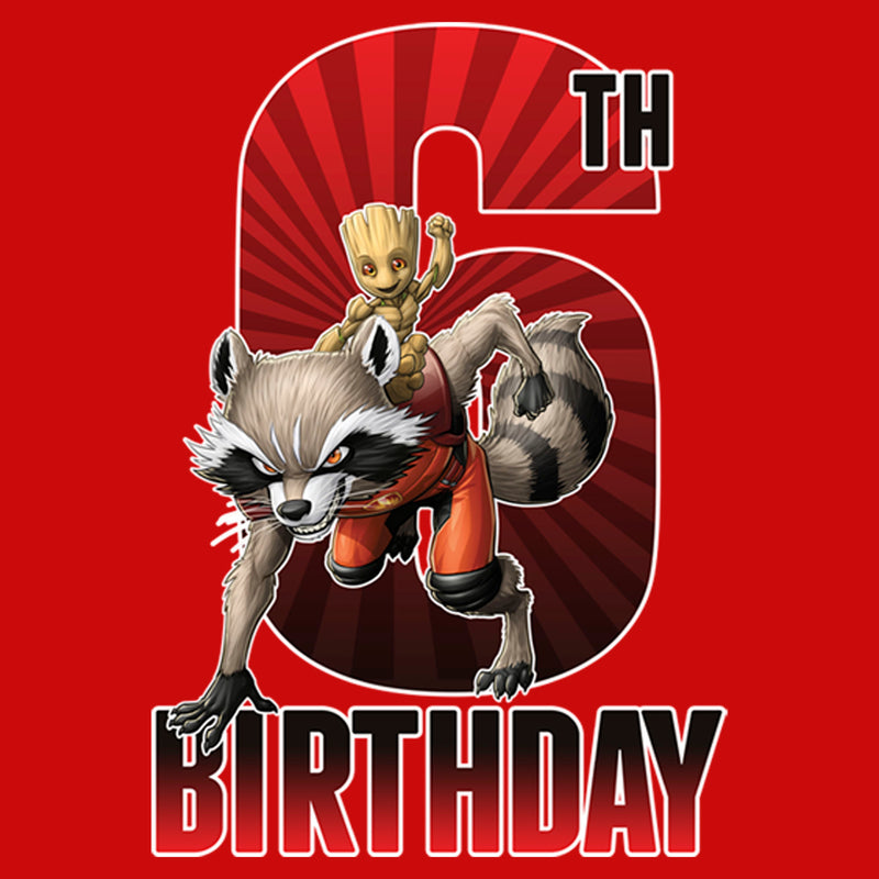 Boy's Marvel Rocket and Baby Groot 6th Birthday T-Shirt