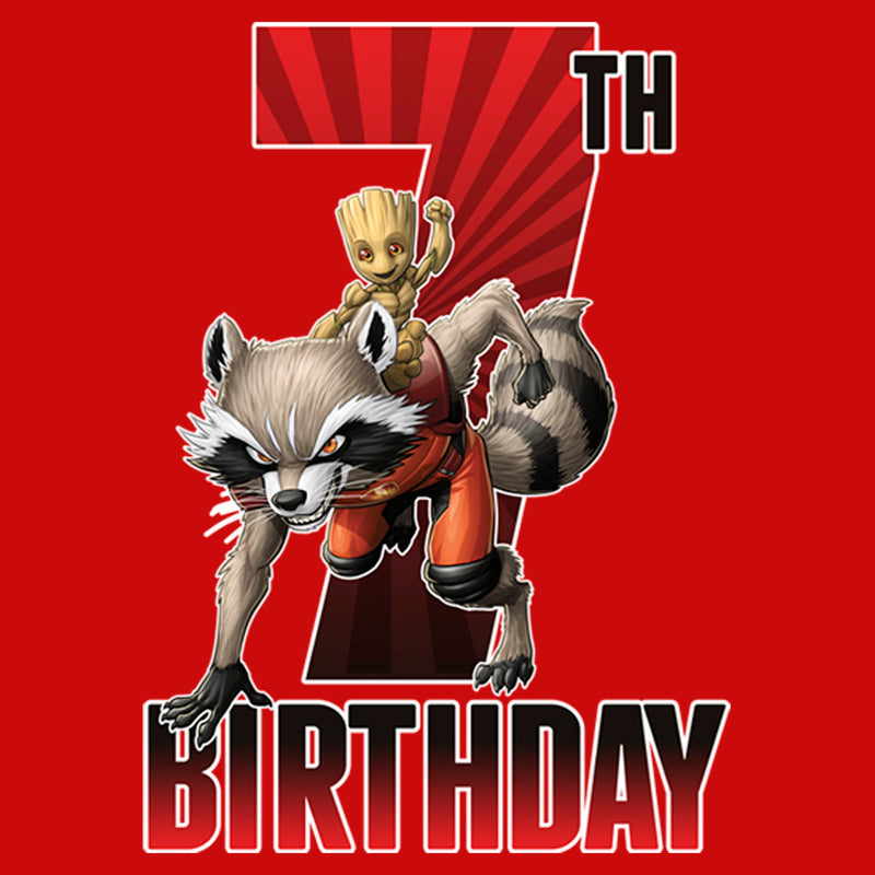 Boy's Marvel Rocket and Baby Groot 7th Birthday T-Shirt