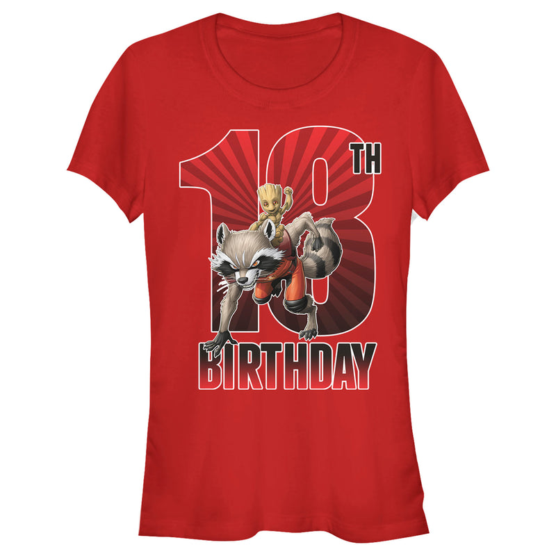 Junior's Marvel Rocket and Baby Groot 18th Birthday T-Shirt