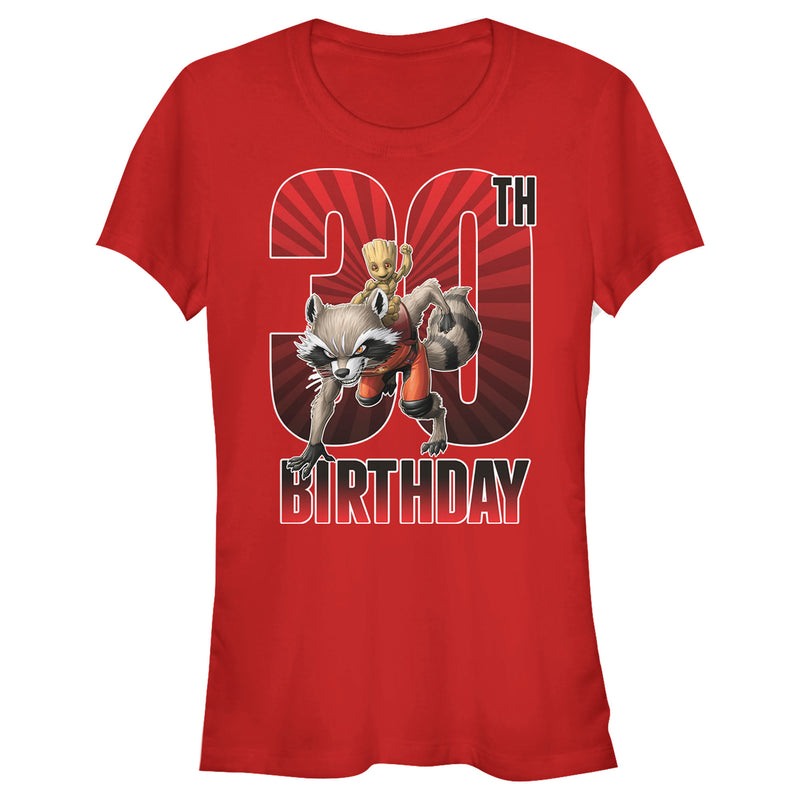Junior's Marvel Rocket and Baby Groot 30th Birthday T-Shirt