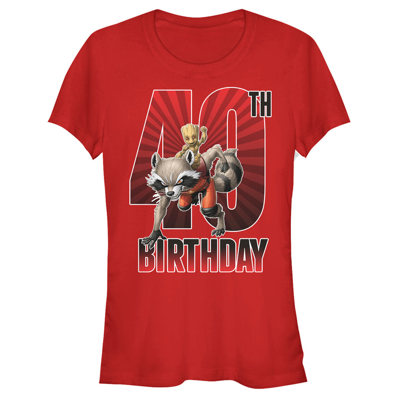 Junior's Marvel Rocket and Baby Groot 40th Birthday T-Shirt