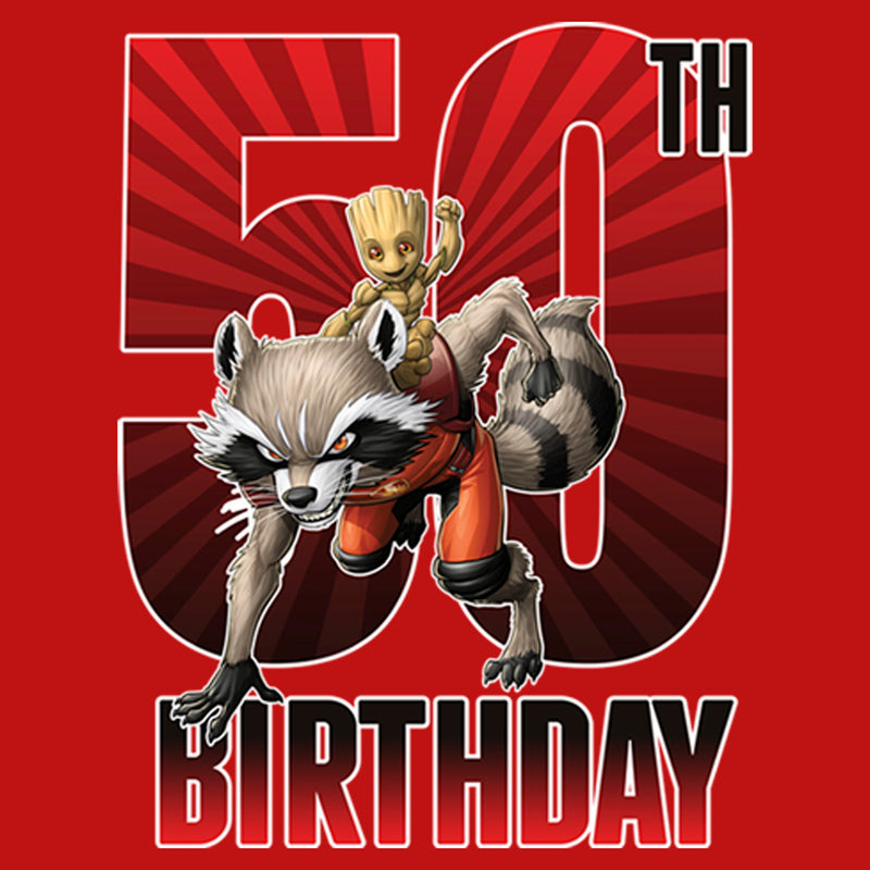Junior's Marvel Rocket and Baby Groot 50th Birthday T-Shirt