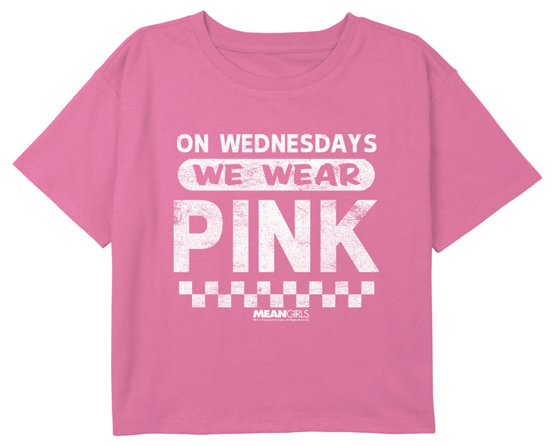 Girl's Mean Girls On Wednesdays We Wear Pink Checkered T-Shirt