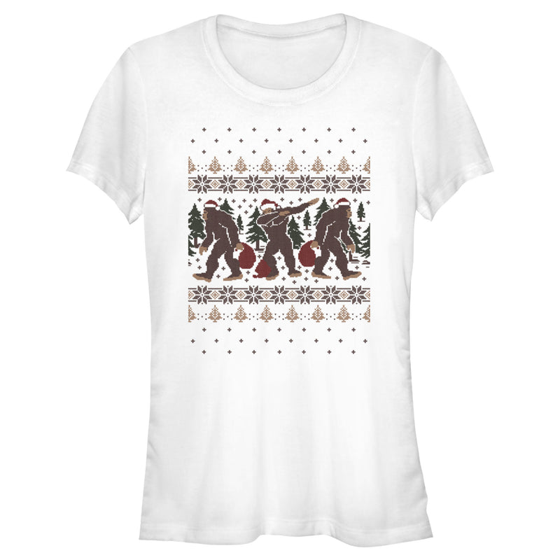 Junior's Lost Gods Ugly Christmas Dabbing Bigfoot T-Shirt