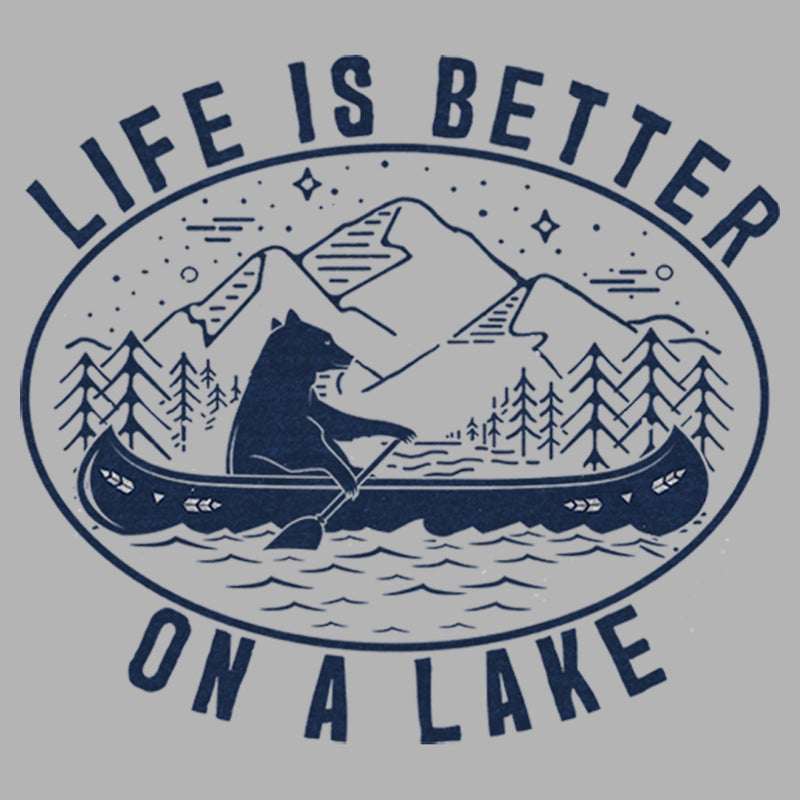 Men's Lost Gods Bear Canoe on Lake Pull Over Hoodie