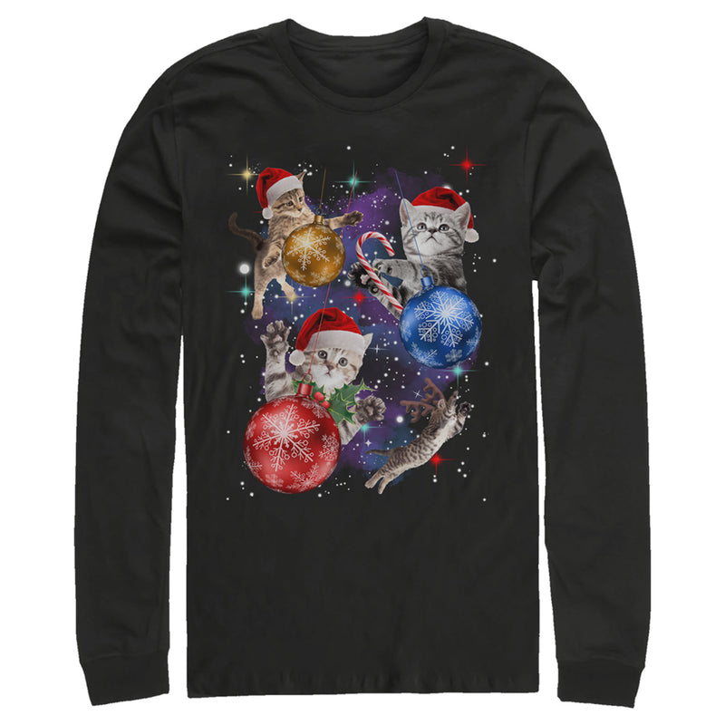 Men's Lost Gods Xmas Cats in Space Long Sleeve Shirt