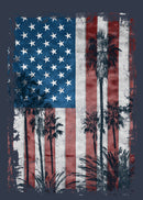 Junior's Lost Gods Palm Tree American Flag Racerback Tank Top