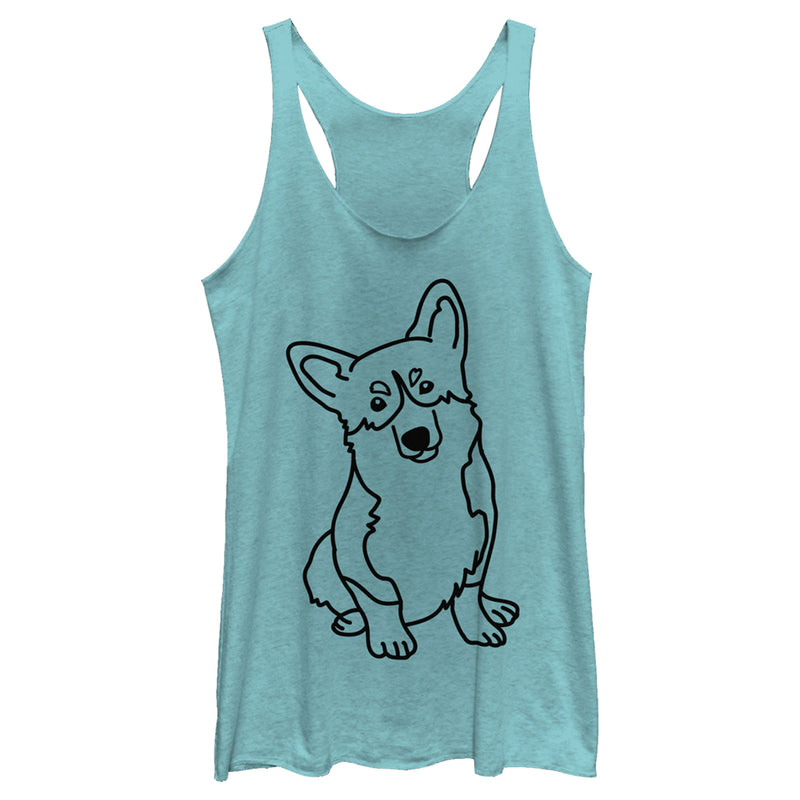 Women's Lost Gods Corgi Portrait Racerback Tank Top