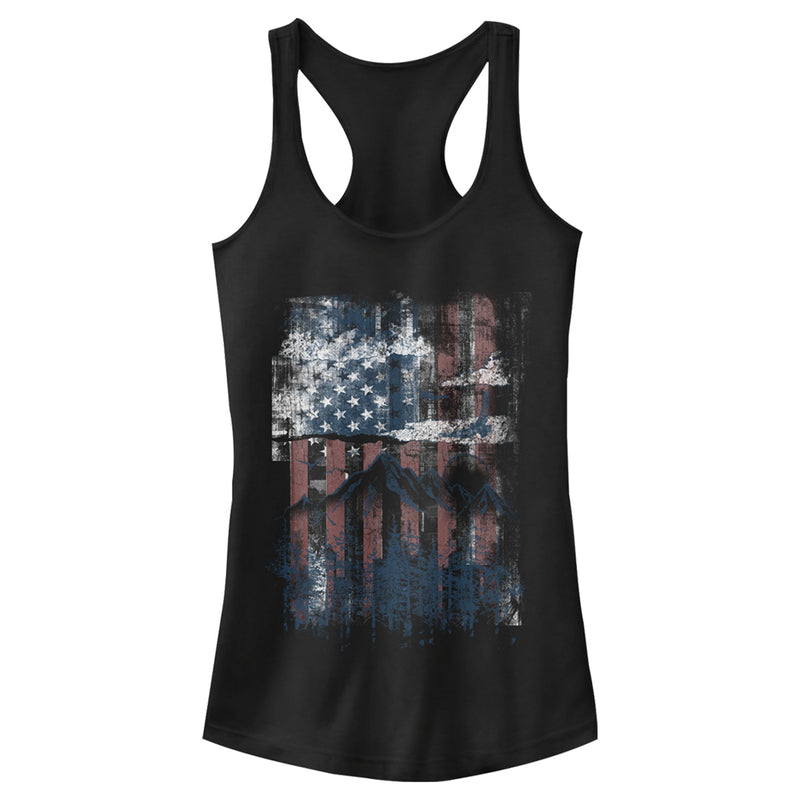 Junior's Lost Gods Distressed American Mountain Racerback Tank Top