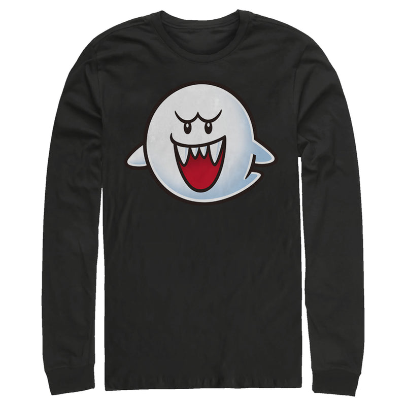 Men's Nintendo Mario Boo Ghost Smile Long Sleeve Shirt