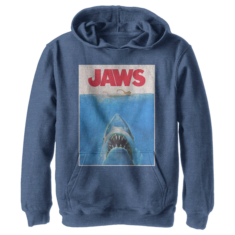 Boy's Jaws Retro Distressed Poster Pull Over Hoodie