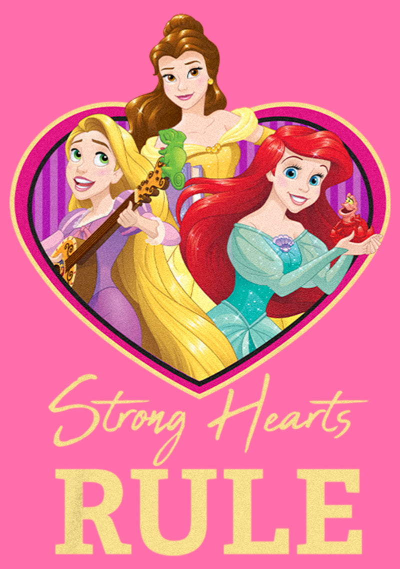 Girl's Disney Princesses Valentine's Day Princesses Strong Hearts Rule T-Shirt