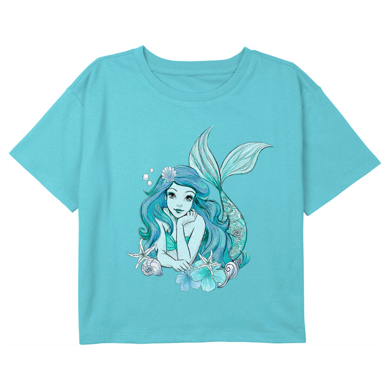 Girl's The Little Mermaid Blue Ariel Portrait T-Shirt