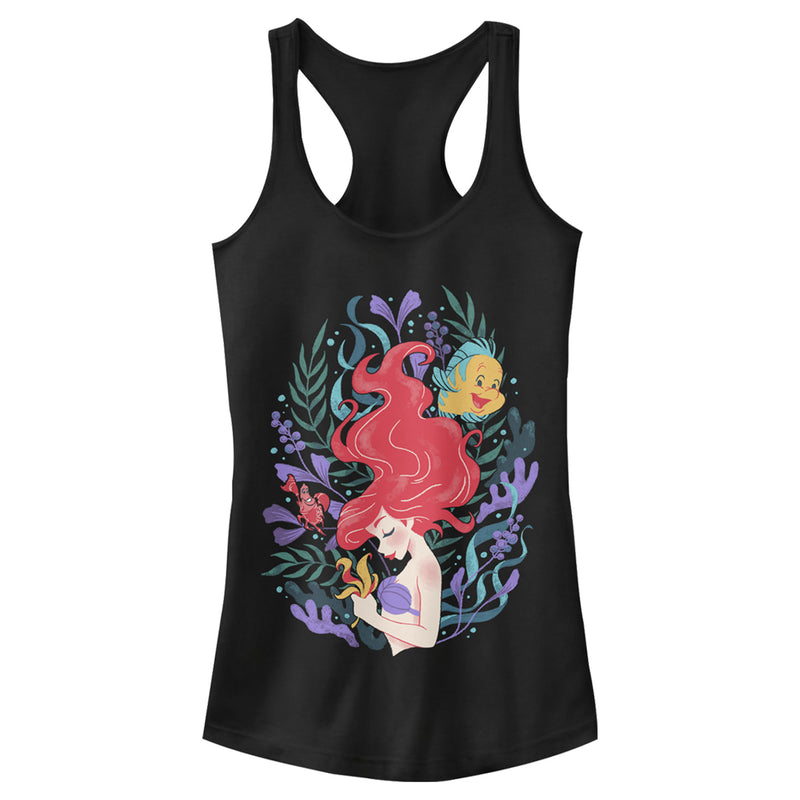 Junior's The Little Mermaid Artistic Underwater Ariel Racerback Tank Top