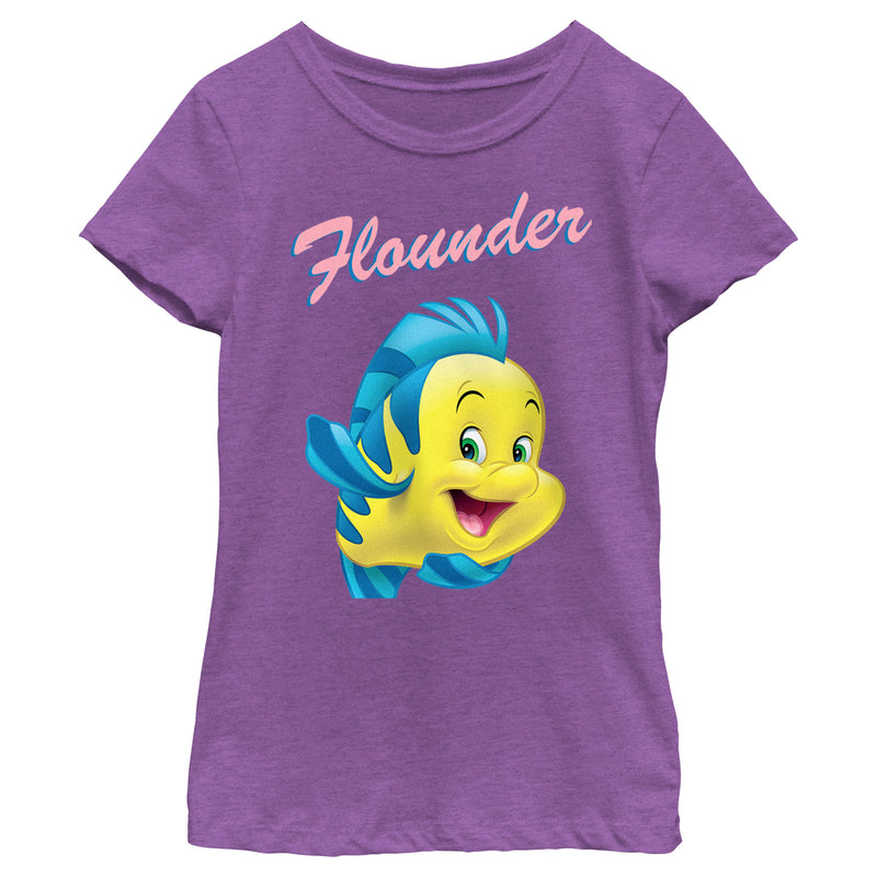 Girl's The Little Mermaid Flounder Large Portrait T-Shirt