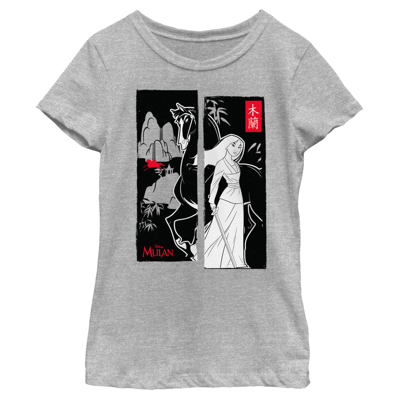Girl's Mulan Black and White Poster T-Shirt