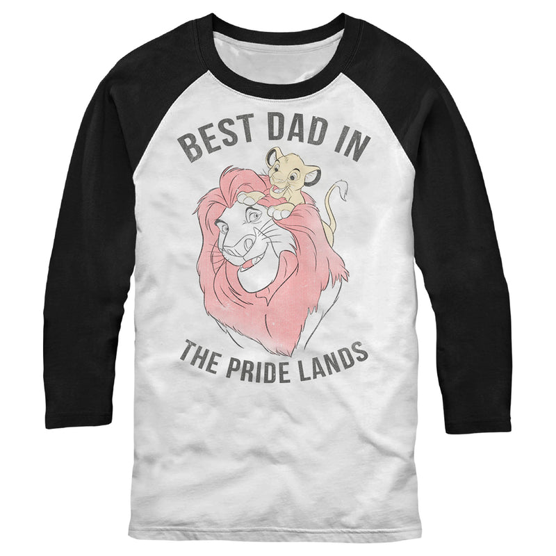 Men's Lion King Simba and Mufasa Best Dad in the Pride Lands Baseball Tee