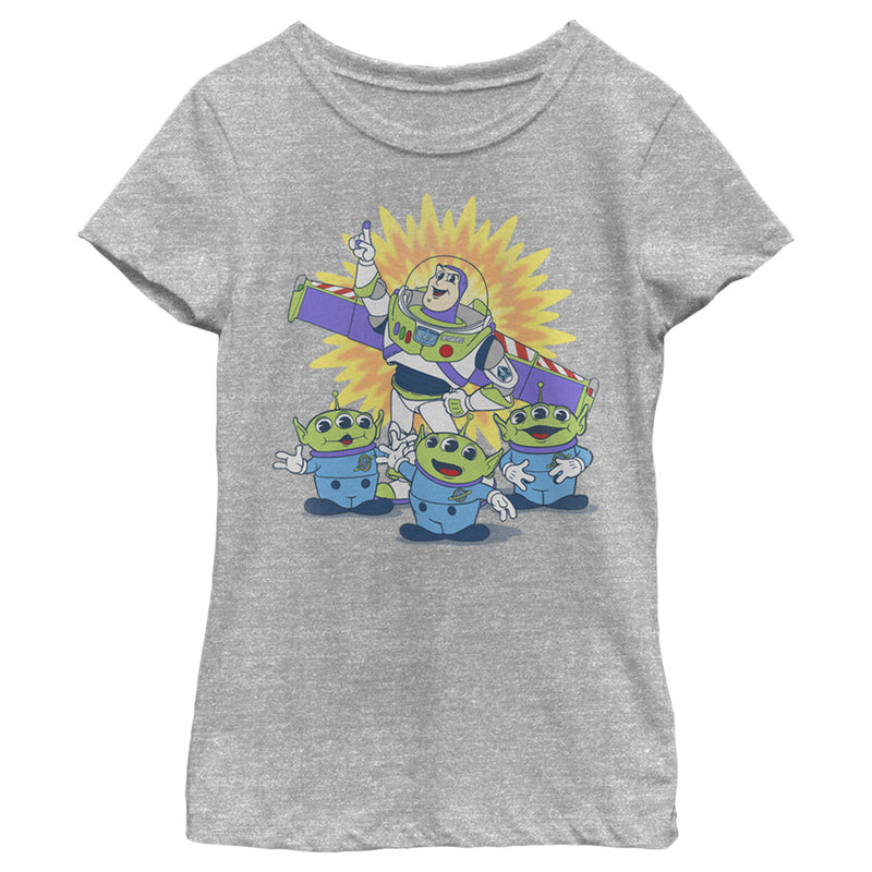 Girl's Toy Story Buzz Lightyear and Aliens T-Shirt