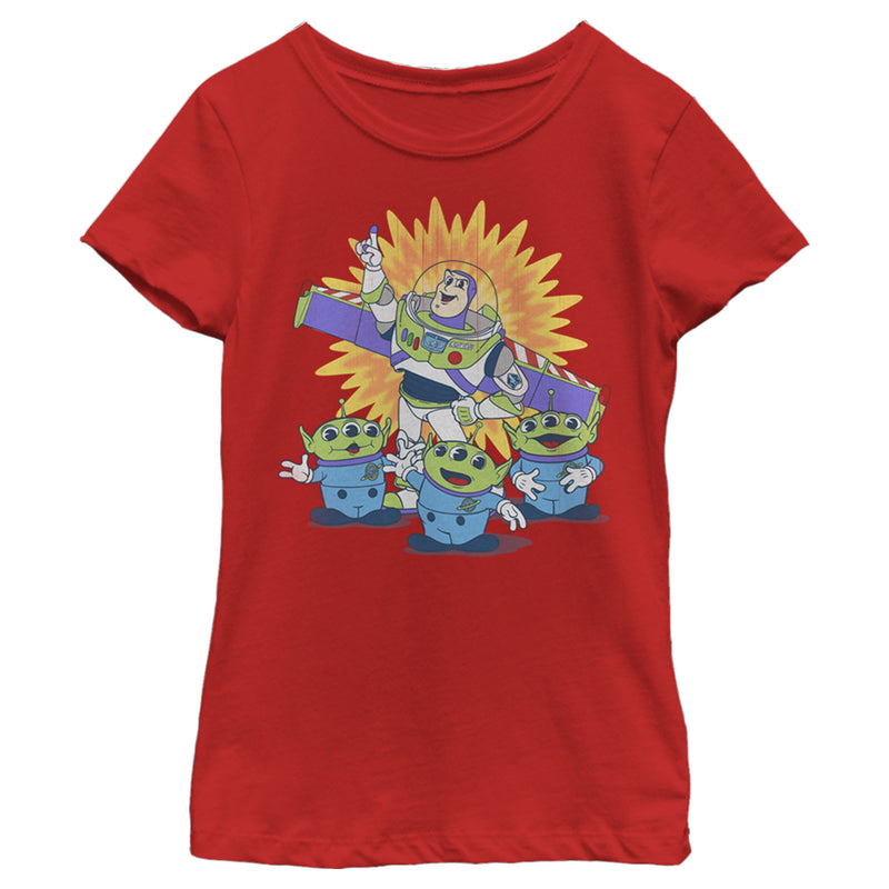 Girl's Toy Story Buzz Lightyear and Aliens T-Shirt