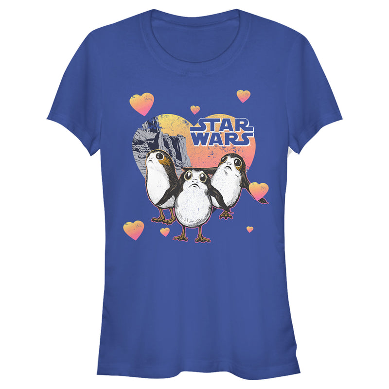 Junior's Star Wars: The Last Jedi Valentine's Day Porg Hearts Sketch T-Shirt