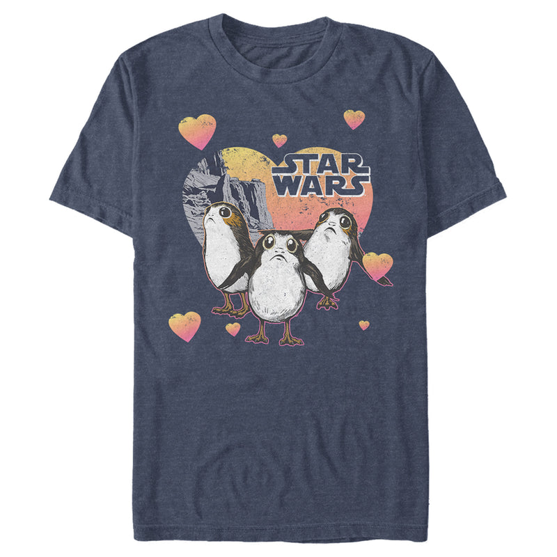 Men's Star Wars: The Last Jedi Valentine's Day Porg Hearts Sketch T-Shirt