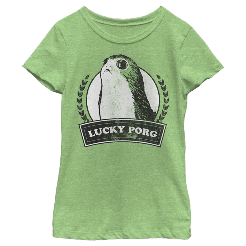 Girl's Star Wars The Last Jedi St. Patrick's Day Lucky Porg T-Shirt