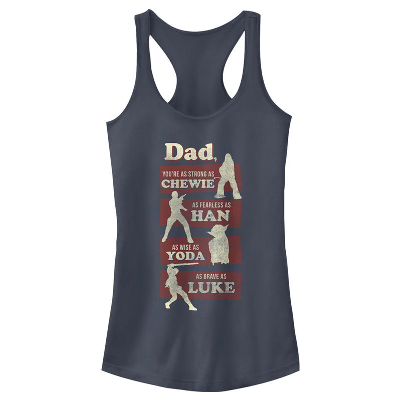 Junior's Star Wars Dad You're Strong Fearless Wise Brave Racerback Tank Top