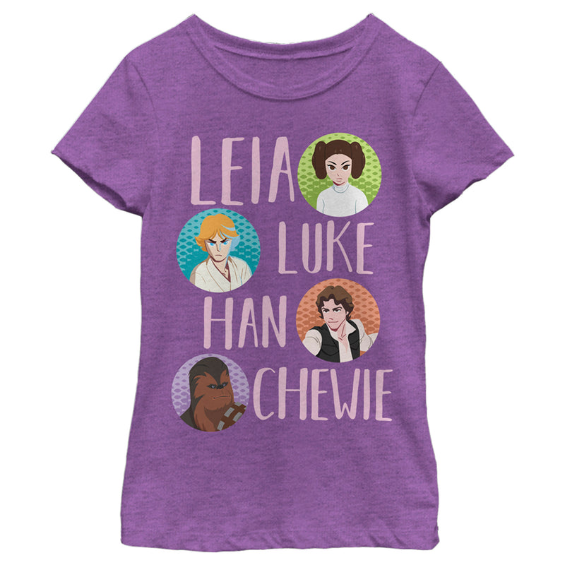 Girl's Star Wars: Galaxy of Adventures Leia Luke Han Chewie T-Shirt