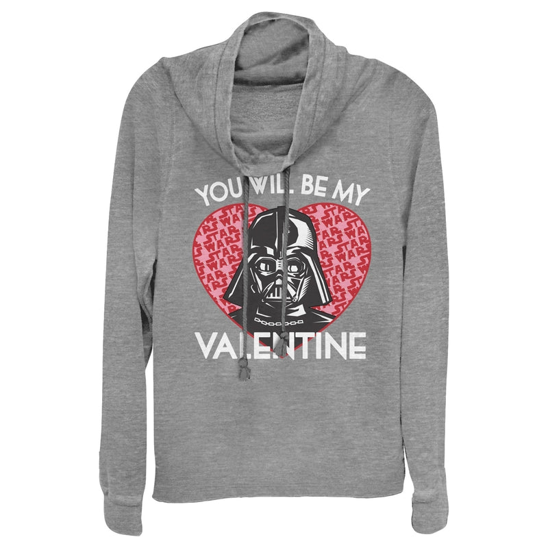 Junior's Star Wars Valentine Darth Vader Invitation Cowl Neck Sweatshirt