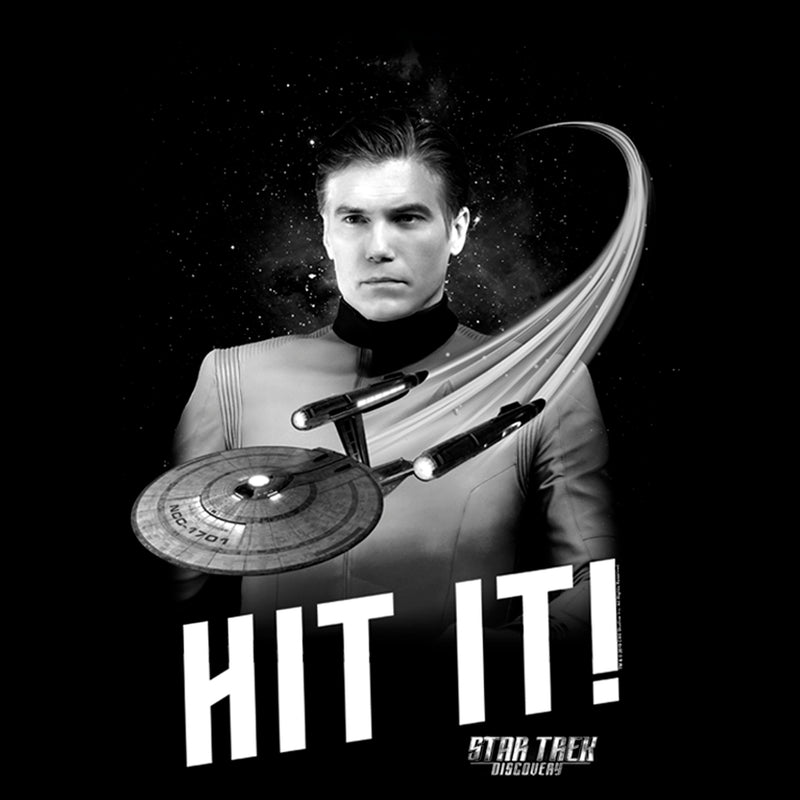 Men's Star Trek: Discovery Christopher Pike Hit It! Black and White T-Shirt