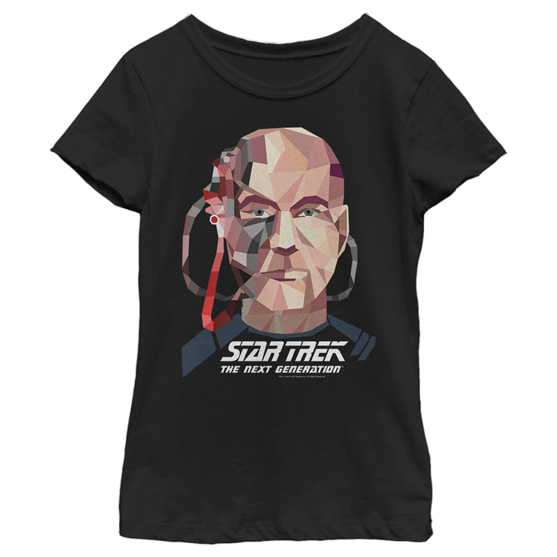 Girl's Star Trek: The Next Generation Geometric Captain Jean Luc Picard Borg T-Shirt