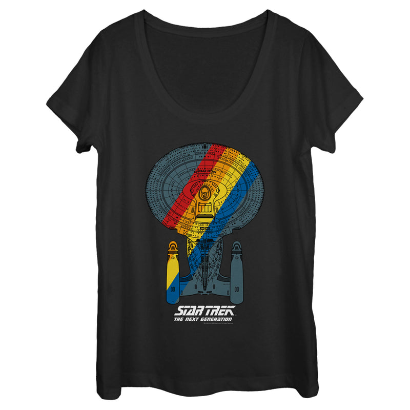 Women's Star Trek: The Next Generation USS Enterprise Rainbow Streak Scoop Neck