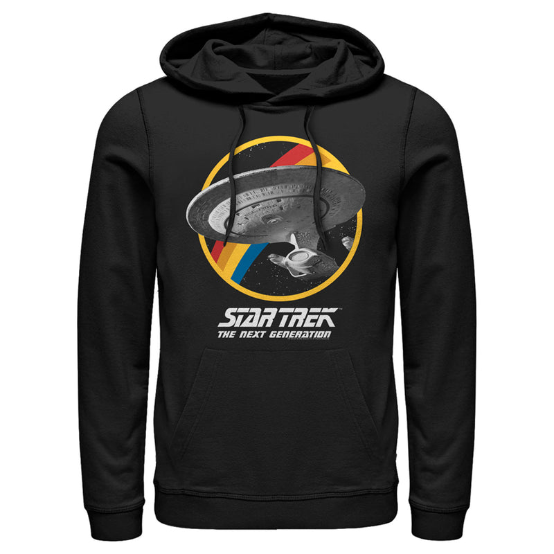 Men's Star Trek: The Next Generation Rainbow USS Enterprise Circle Galaxy Stars Pull Over Hoodie