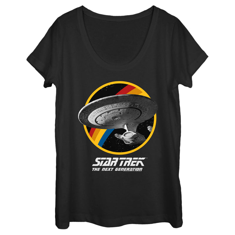 Women's Star Trek: The Next Generation Rainbow USS Enterprise Circle Galaxy Stars Scoop Neck