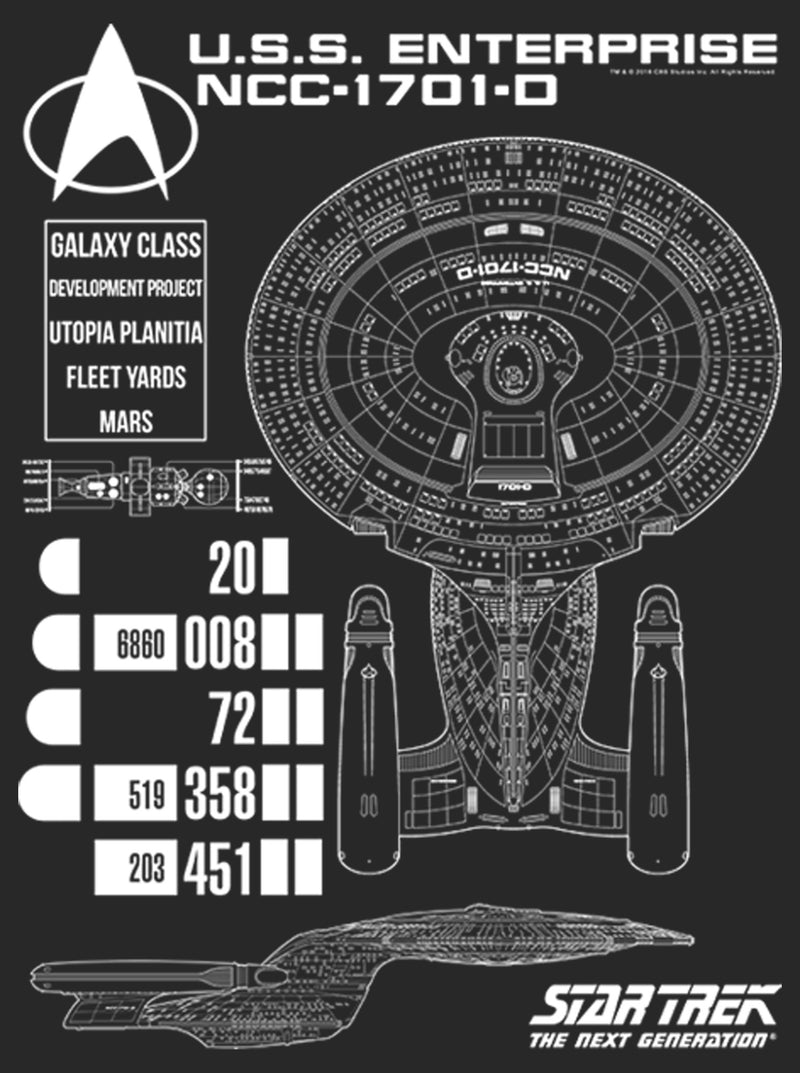 Women's Star Trek: The Next Generation Enterprise Galaxy Class NCC-1701-D Schematics Scoop Neck